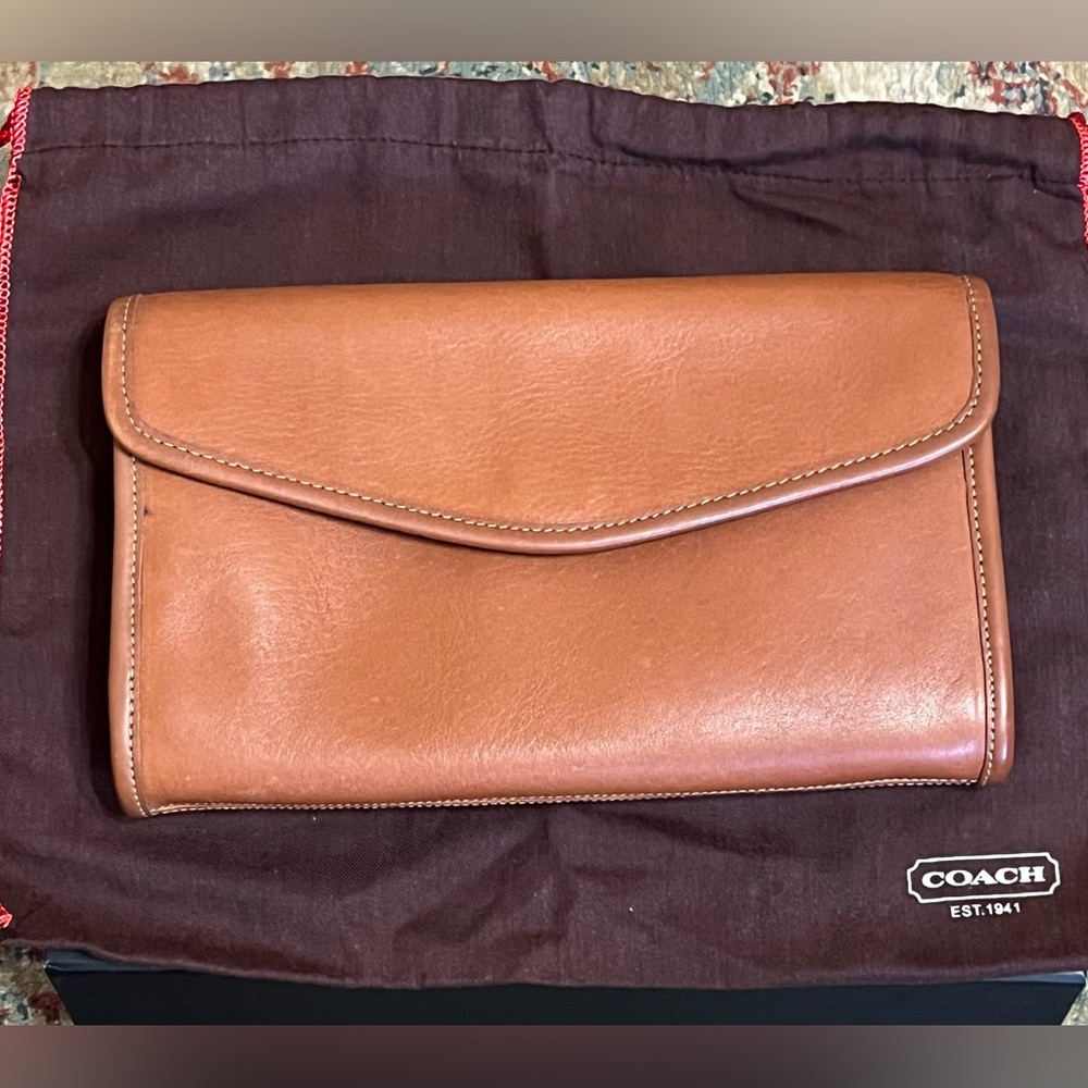 Vintage Coach Envelope Clutch Bag - Saddle - Made in New York City USA